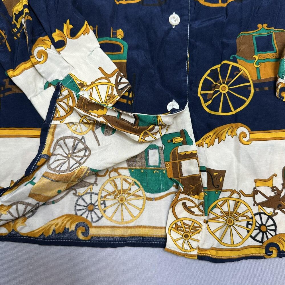 United Colors Of Benetton Shirt Womens Medium Equestrian Carriage Print Italy - Picture 6 of 16